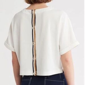 2/$30 Adrianna Papell White Boxy Rib Knit Top sz Large NWT ⚠️